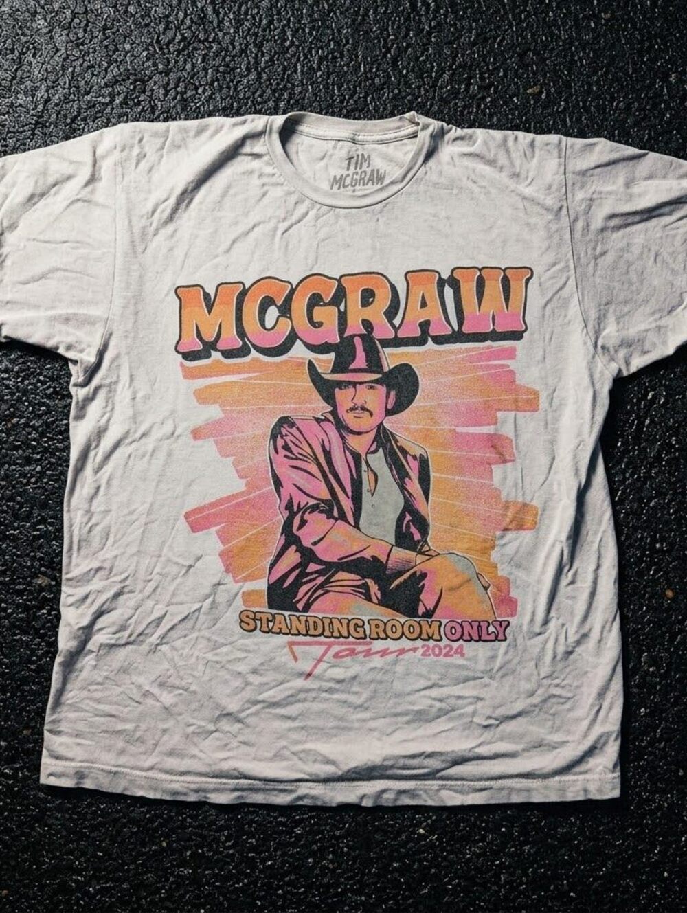Tim McGraw Mens XXL Beige Standing Room Only 2024 Tour Concert Shirt Westerncore